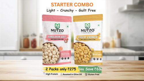 NUTZO Roasted Makhana Starter | Himalayan Salt + Cheese | 55g (Pack of 2)