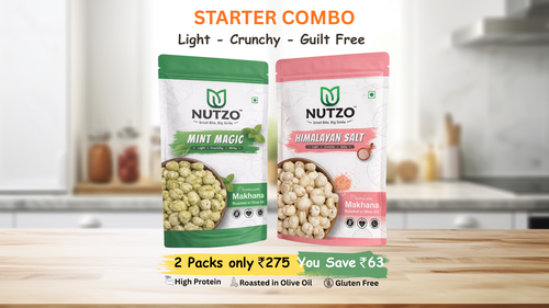 NUTZO Roasted Makhana Starter | Mint + Himalayan Salt | 55g (Pack of 2)